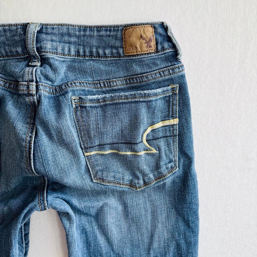 American Eagle Skinny Stretch Jeans Medium Wash Blue Denim Women 6 Short - Picture 7 of 7